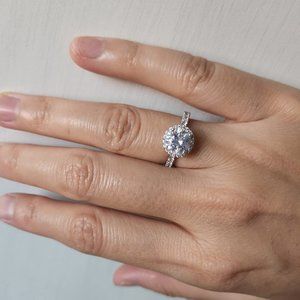 NEW 14K White Gold Plated Engagement Ring